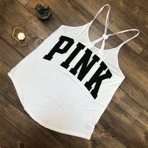 Pink Victoria’s Secret Super Soft White Tank